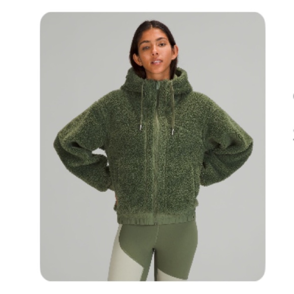 Lululemon reversible twill green Sherpa bomber jacket